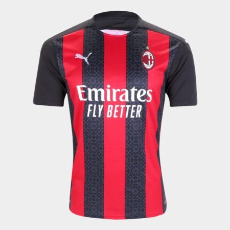 Camisa Milan Home 20/21 Masculina Vermelho Preto