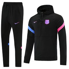 Kit Jaqueta e Calça Moletom Treino Barcelona 21/22 Masculino Preto