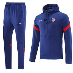 Kit Jaqueta e Calça Moletom Treino Atlético de Madrid 21/22 Masculino Azul