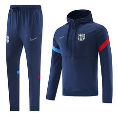 Kit Jaqueta e Calça Moletom Treino Barcelona 21/22 Masculino