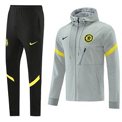 Kit Jaqueta C/Capuz e Calça Moletom Treino Chelsea 21/22 Masculino