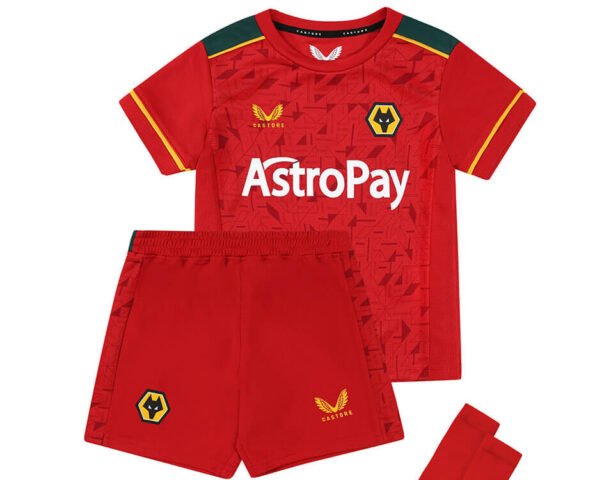 Kit Infantil Wolverhampton Vermelho 2023/24 Unissex