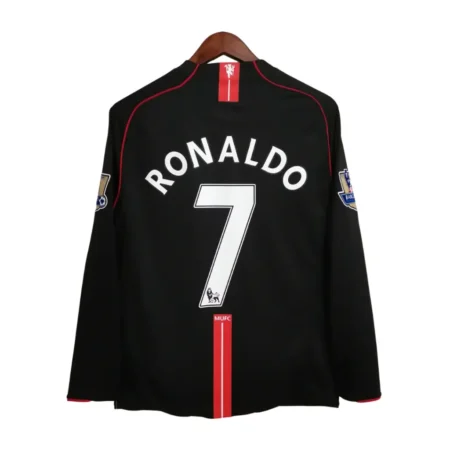 Camisa CR7 Real Madrid 2007/08 Away Preta Manga Longa