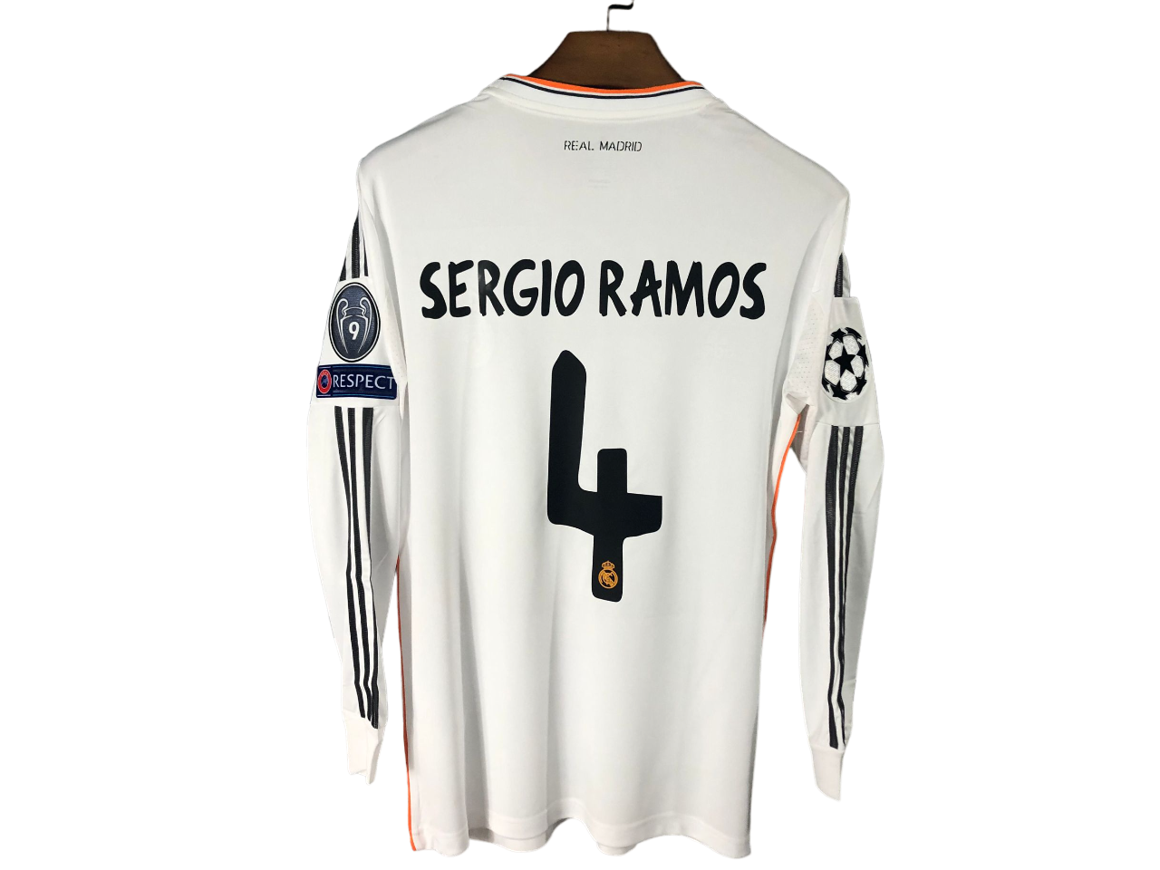 Camisa Real Madrid Home Branca Sergio Ramos 2013/14 Camisa Real Madrid Home Branca Sergio Ramos 2013/14