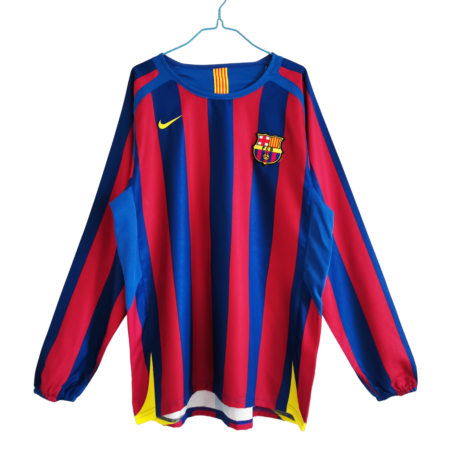 Camisa Barcelona Home Manga Longa 2005/06 Retrô Masculina