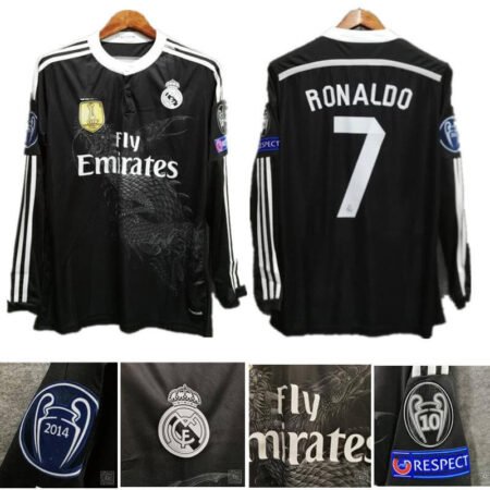 Camisa CR7 Real Madrid 2014/15 UCL Preta Manga Longa