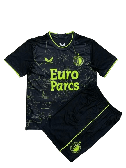 Kit Infantil Feyenoord 4 Preta Mapa 2023/24 Unissex