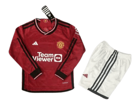 Kit Infantil Manchester United Vermelho Manga Longa