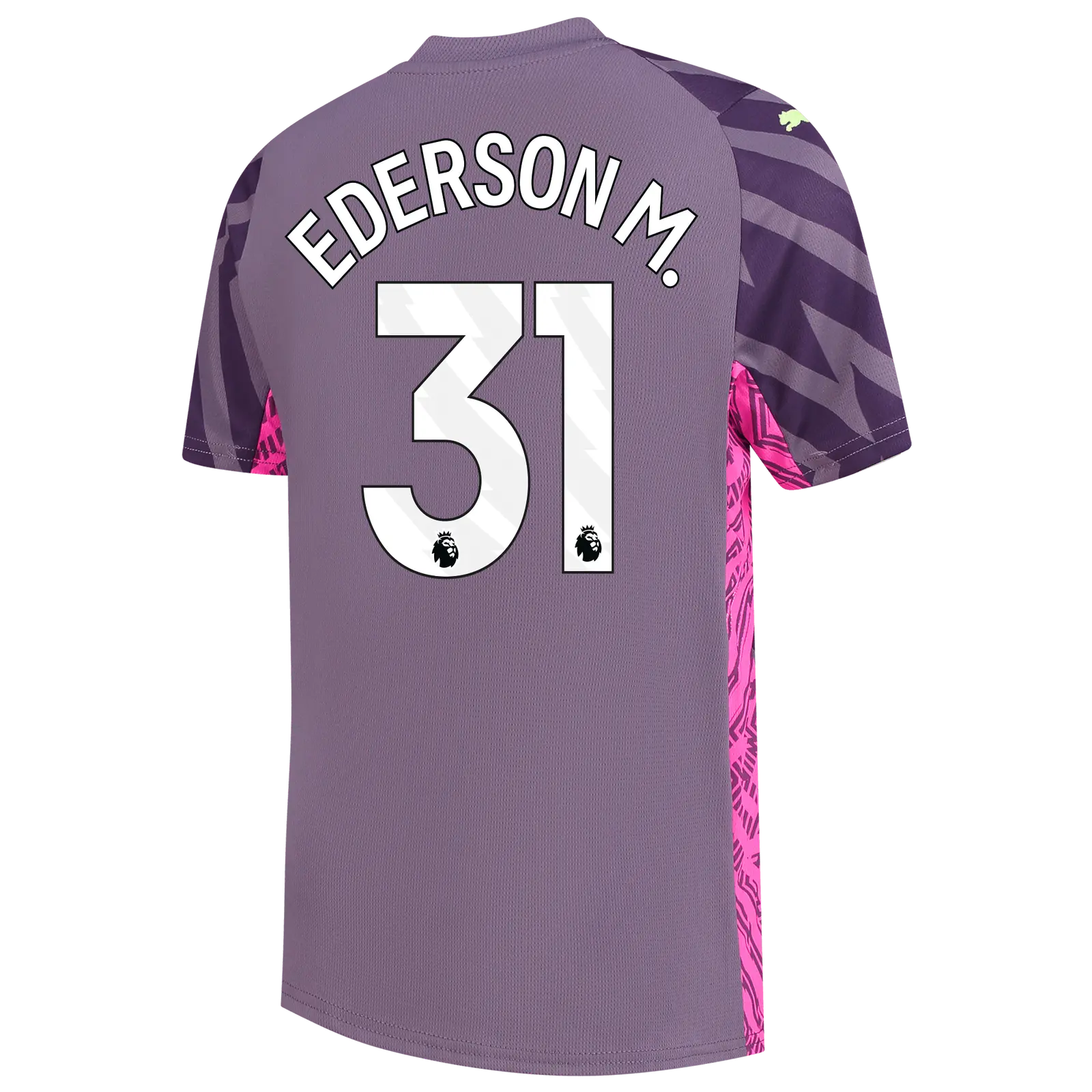 Kit Infantil Ederson #31 Manchester City Roxo 2023/24 Kit Infantil Ederson #31 Manchester City Roxo 2023/24