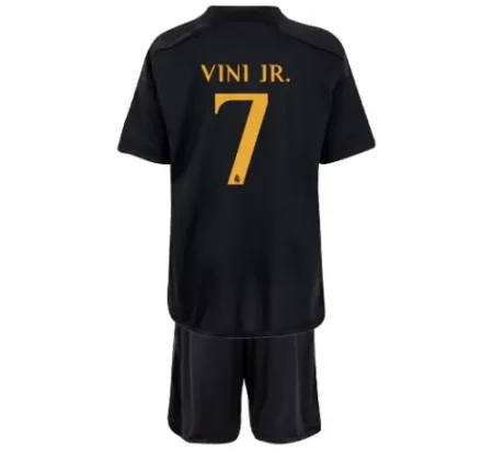 Kit Infantil Vini Jr #7 Real Madrid III Preta 2023/24