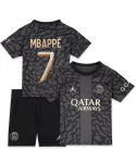 Kit Infantil PSG Preta III Third MBAPPÉ #7 2023/24 Unissex