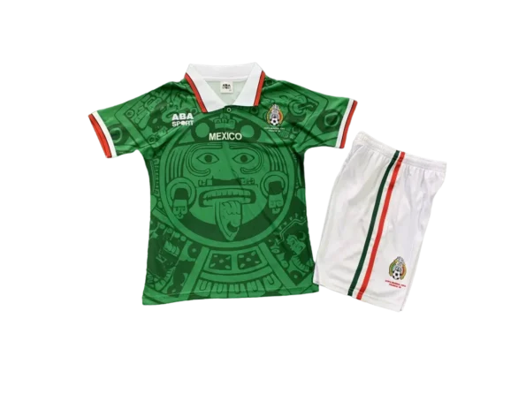 Kit Infantil Seleção do México Verde Home I 1998 Unissex