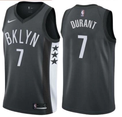 Regata NBA Swingman - Brooklyn Nets Preta/Cinza - Durant #7