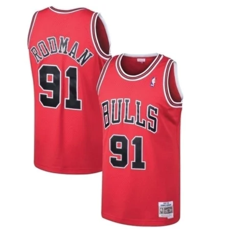 Regata NBA Mitchell & Ness - Chicago Bulls 1997/98 Vermelha - Rodman #91