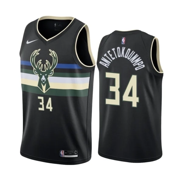 Regata NBA Milwaukee Bucks Preta - Antetokounmpo #34