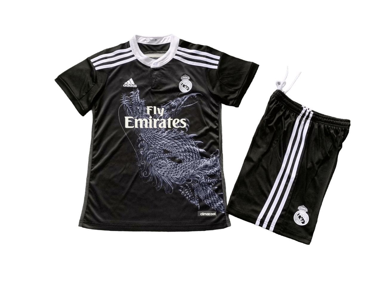 Kit Infantil Real Madrid Preta Away 2014/15 Unissex Kit Infantil Real Madrid Preta Away 2014/15 Unissex