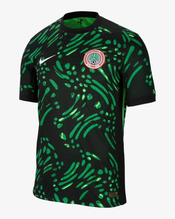 Camisa Nigéria II Preta/Verde Floresta 2024/25 Versão Jogador