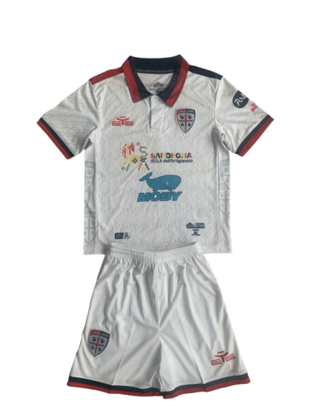 Kit Infantil Cagliari Branca Away II 2024/25 Unissex