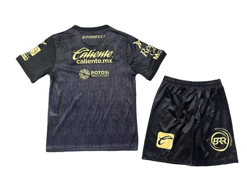 Kit Infantil Atlético San Luis Preta 2024/25 Unissex Kit Infantil Atlético San Luis Preta 2024/25 Unissex