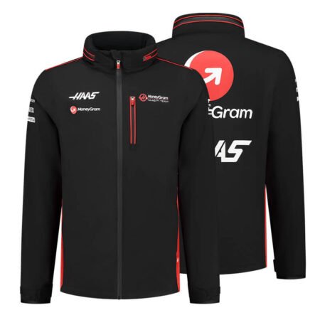 Jaqueta de Frio moneygram haas F1 Team Preta Com Zíper