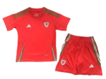 Kit Infantil País de Gales Vermelha I  Home 2024/25 Unissex