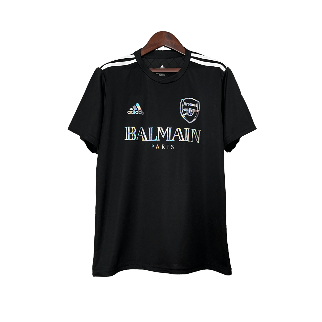 Camisa Balmain Arsenal Preta Refletiva 2024/25 Masculina Camisa Balmain Arsenal Preta Refletiva 2024/25 Masculina