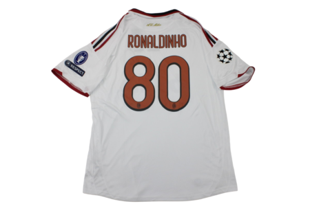 Camisa Ac Milan Branca Away UCL RONALDINHO #80 2009