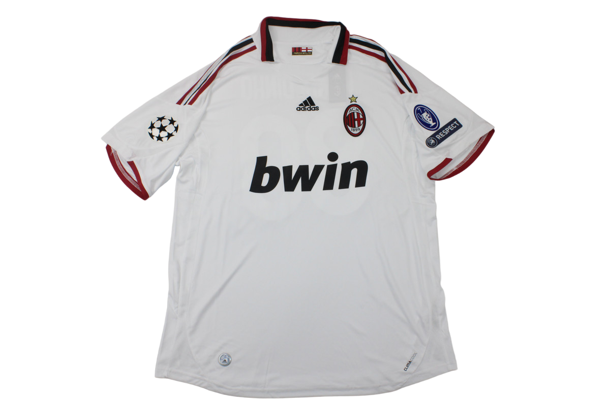 Camisa Ac Milan Branca Away UCL RONALDINHO #80 2009 Camisa Ac Milan Branca Away UCL RONALDINHO #80 2009