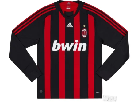 Camisa Ac Milan Home Vermelha I 2008/09 Manga Longa Masculina