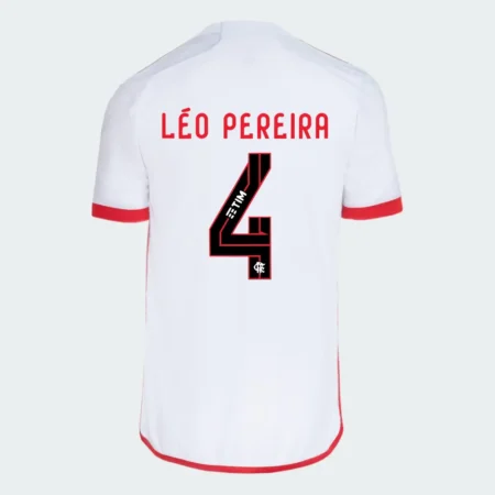 Camisa Flamengo Do Leo Pereira #4 Branca Reserva 2024/25 Masculina