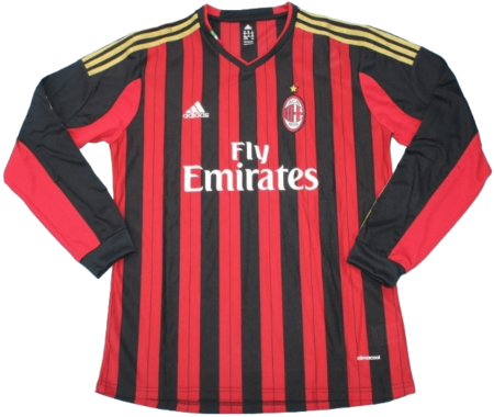 Camisa Ac Milan Home Manga Longa Vermelha I 2013/14 Masculina