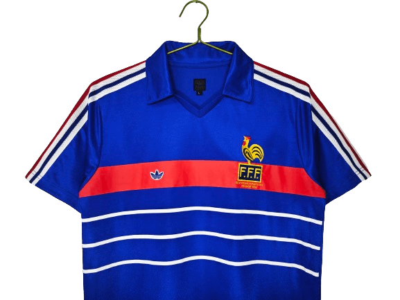 Camisa França Home Azul Retrô 1984 Masculina Camisa França Home Azul Retrô 1984 Masculina