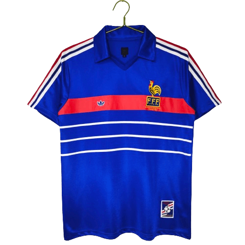 Camisa França Home Azul Retrô 1984 Masculina Camisa França Home Azul Retrô 1984 Masculina