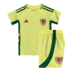 Kit Infantil País de Gales Amarela Away II 2024/25 Unissex