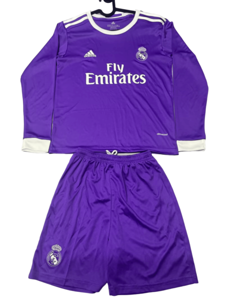 Kit Infantil Real Madrid 2017 Roxo I Manga Longa Unissex