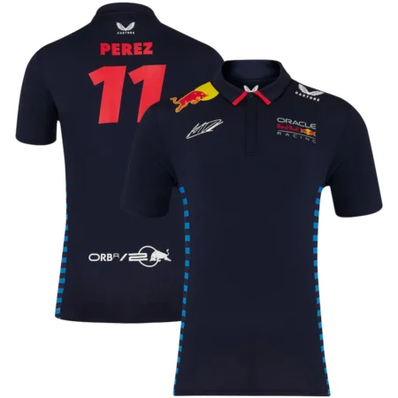 Camiseta Polo Red Bull Racing F1 2024 Team Sergio Perez 11 Driver