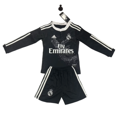 Kit Infantil Real Madrid Preta Away 2014/15 Manga Longa