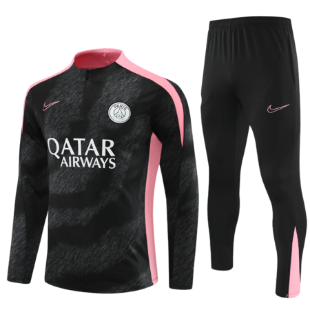 Conjunto de Treino PSG Jaqueta+Calça Preta/Rosa 2024/25