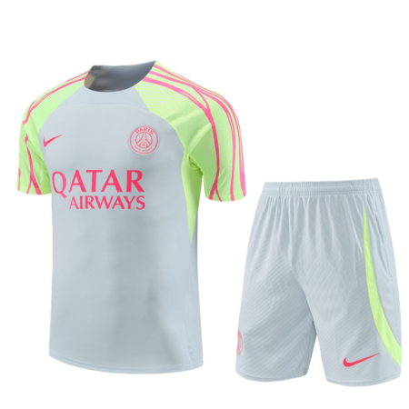 Conjunto de Treino PSG Camisa Cinza + Bermuda Cinza 2023/24