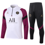 Conjunto de Treino PSG Jaqueta + Calça Branca/Vinho/Preta 2021/22