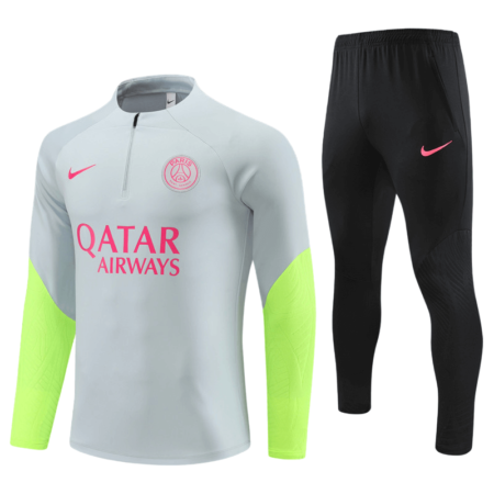 Conjunto de Treino PSG Jaqueta+Calça Cinza/Verde 2023/24