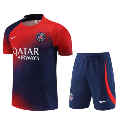 Conjunto de Treino PSG Camisa + Bermuda Vermelha/Azul 2023/24