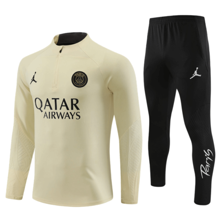 Conjunto de Treino PSG Jaqueta+Calça Bege/Preta 2023/24