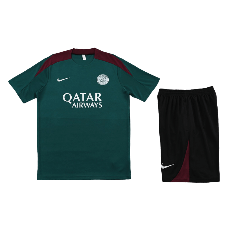 Conjunto de Treino PSG Camisa Verde + Bermuda Preta 2024/25 Conjunto de Treino PSG Camisa Verde + Bermuda Preta 2024/25