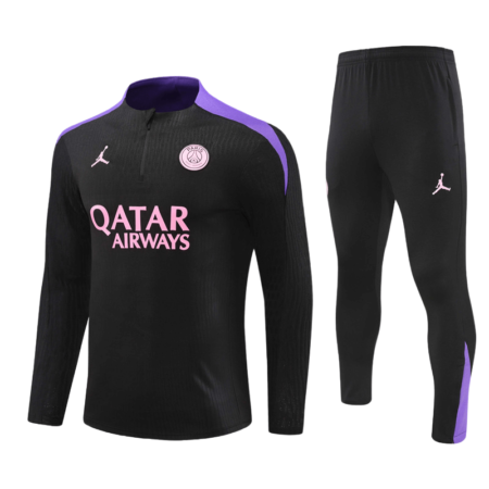 Conjunto de Treino PSG Jaqueta + Calça Preta/Roxo 2024/25