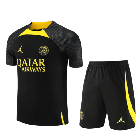 Conjunto de Treino PSG Camisa + Bermuda Preto/Amarelo 2022/23