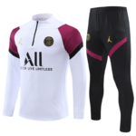 Conjunto de Treino PSG Jaqueta + Calça Branco/Vinho/Preta 2021/22
