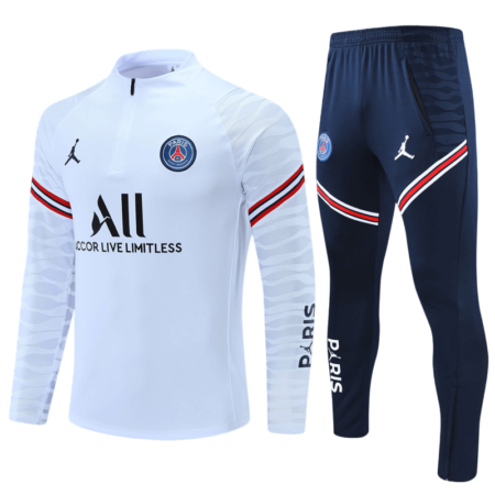 Conjunto de Treino PSG Jaqueta + Calça Branca/Azul 2021/22