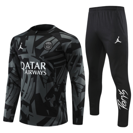 Conjunto de Treino PSG Jaqueta+Calça Preta/Cinza 2022/23