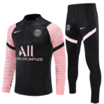Conjunto de Treino PSG Jaqueta + Calça Preta/Rosa 2021/22